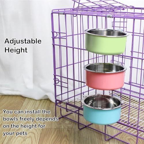 Stainless Steel Removable Pet Food Bowl, 2 Pcs Crate Dog Bowls