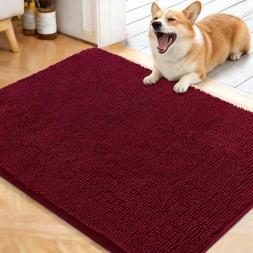 OLANLY Dog Door Mat for Muddy Paws 40x32, Super Absorbent Chenille Mud Mat
