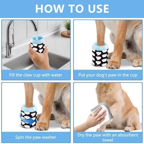 Halloween Cute Ghosts Dog Paw Cleaner Cup, Portable Paw Washer with Soft Silicone Brush, Pet Foot Cleaner for Small Medium Large Dogs Cats, 2.56x4.53 Inch