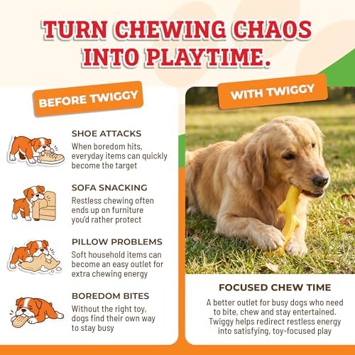 Baba Buddies Twiggy Dog Chew Toy for Aggressive Chewers Chicken Flavored