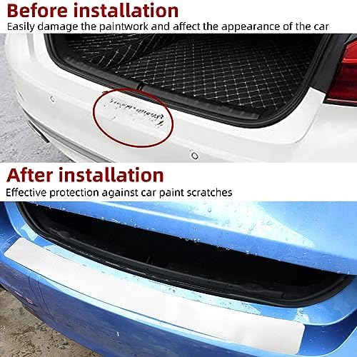Ziciner Car Rear Bumper Protector Guard, Anti-Scratch Carbon Fiber Trunk Door Sill Protection Strip Sticker, Universal Vehicle Trim Cover Accessories for Car, Truck, SUV, Van (41×3.75 In, Transparent)