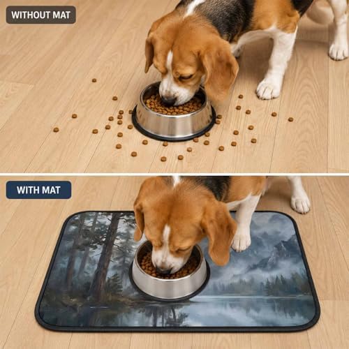 Washable Pee Pads for Dogs & Cats Pine Forest Waterproof Leakproof Non-Slip Super Absorbent Wilderness Lake Nature Mountains Reusable Training Pad for Potty Crate Playpen Bed Sofa 18"x24"