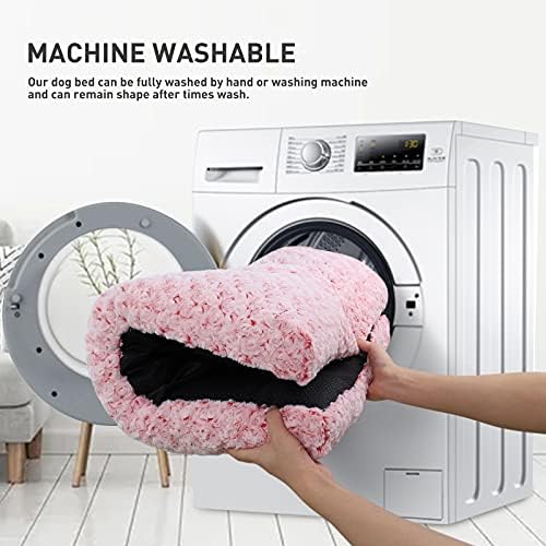 KSIIA Washable Dog Bed Medium Size Dog Crate Bed Plush Pet Mat 35"x23" Pink