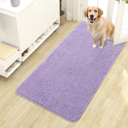 OLANLY Dog Door Mat for Muddy Paws 44x24, Super Absorbent Chenille Mud Mat