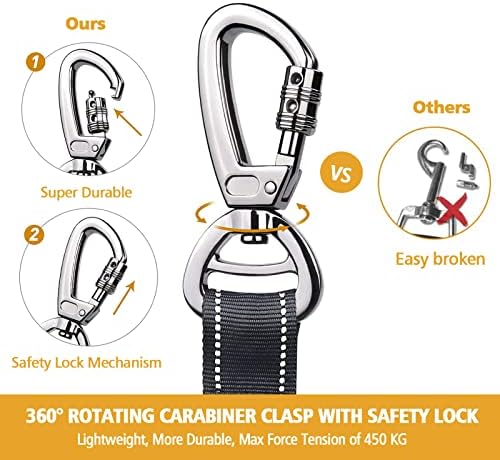 Heavy Duty Bungee Dog Leash with Locking Carabiner for Large Dogs