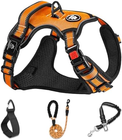 NESTROAD Reflective Dog Harness for Large Dogs,No Pull Dog Vest Harness Set