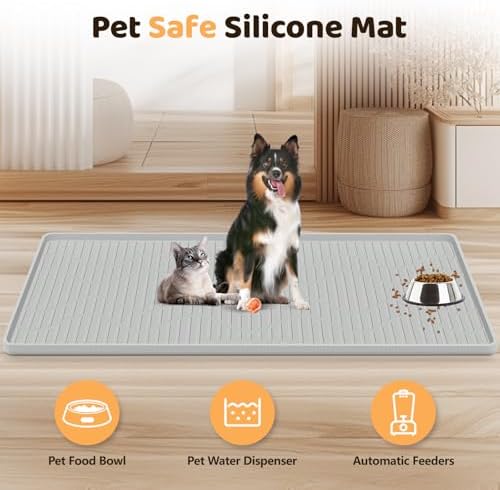 Silicone Cat & Dog Food Mat 28" x 22" Pet Feeding Mat for Food and Water