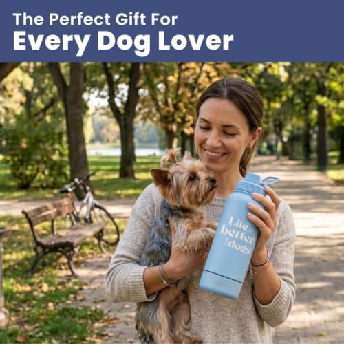 Rubyloo Dog Water Bottle w/Detachable Bowl for Dog Lovers, Life is Better