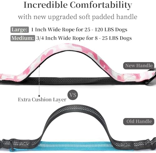 iYoShop Hands Free Dog Leash with Zipper Pouch, White-Pink Mix, Large