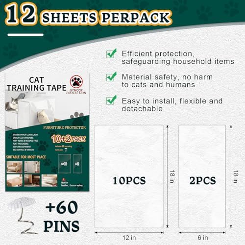 Clear Cat Scratch Furniture Protector, 12 Pack