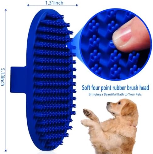 Dog bath brush, ROPO rubber massage pet shampoo brush, used for pet grooming, removing shedding fur, combing tangles and dead fur, suitable for pet dogs and cats (red)