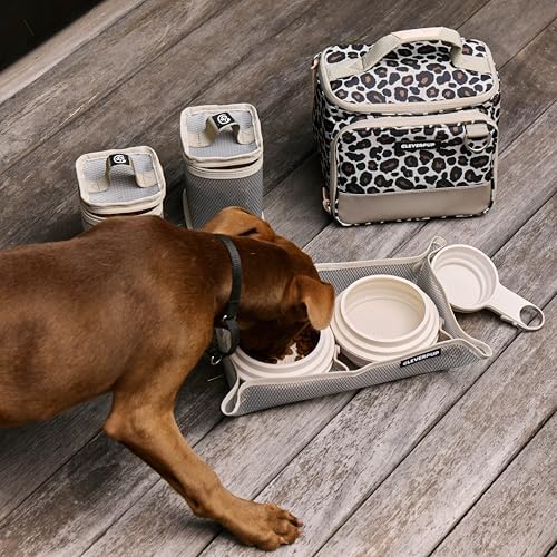 Cleverpup Bistro Box Small 7-Piece Dog Food Travel Kit - Leopard