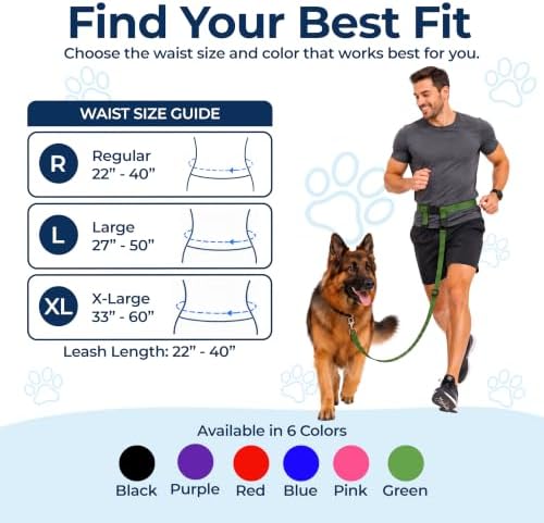 The Buddy System - Hands Free Dog Leash - Regular Dog, X-Large, Green