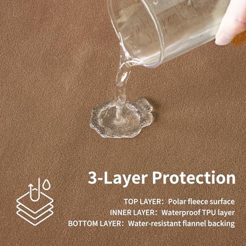 QiyI Reversible Waterproof Blanket for Bed King Size, 80"x90", Brown/Tan