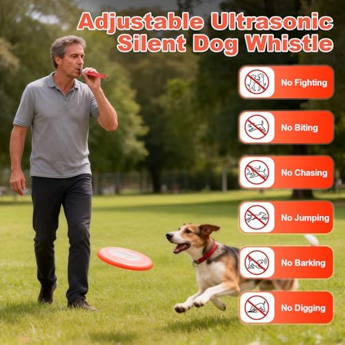 Dog Whistle, Dog Whistle to Stop Barking, Adjustable Ultrasonic Silent Pet Barking Stopper with Lanyard, (White, 2 Pcs), Intended for All Puppies/Recall Control/Command Training