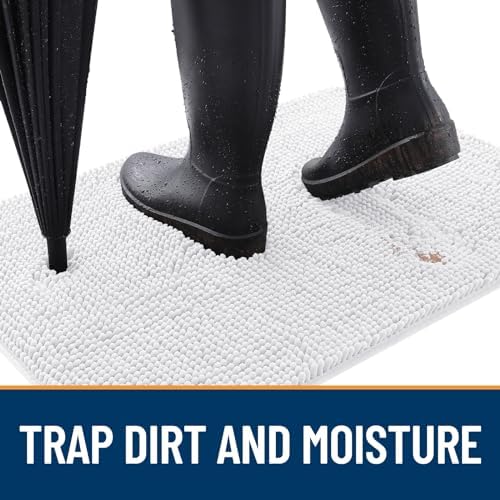 OLANLY Dog Door Mat for Muddy Paws 44x24, Super Absorbent Chenille Mud Mat