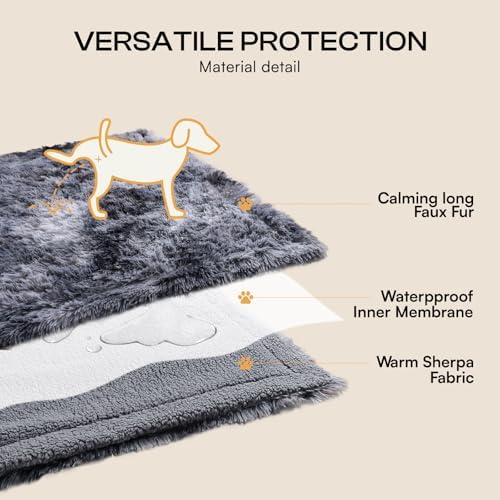 Luciphia Calming Waterproof Dog Blanket, Reversible Faux Fur Pet Blanket