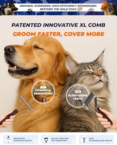 Undercoat Rake for Dogs & Cats, Dog Brush for Shedding, Dematting Comb