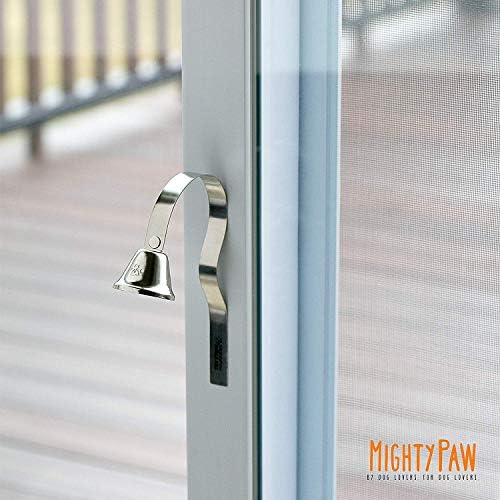 Mighty Paw Metal Dog Doorbell - Durable Bell Big Dog - Optimized Sound - Includes Doggy Doorbell Training Tips - Durable Sleek Silver Bell - Puppy Supplies - Pet Potty Training