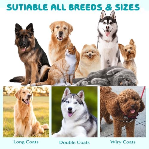 Undercoat Rake for Dogs Cats - 2-in-1 Deshedding Brush for Long Haired Pet, Dog Nail Clippers with Double Sided Dematting Shedding Comb, Matted Fur Removal Grooming Tool for Knots Mats Tangles