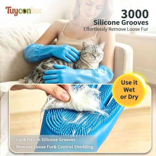 Long Sleeve Dog & Cat Washing Gloves, Pet Bathing Grooming Tool