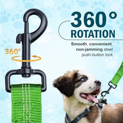 Hands Free Dog Leash with Waist Belt – No-Pull Bungee, Dual Padded Handles & Zipper Pouch for Running, Walking & Training – Adjustable Waist Leash for Large & Medium Dogs