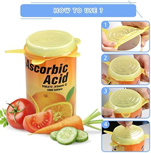 Longzon Silicone Stretch Lids, 12 Pack Small, Reusable Durable Food Storage Covers for Cups Small Bowls Cans Jars Fruits Vegetables, the Same Sizes of 2.6 Inch (Can Stretches to 3.5 Inches)