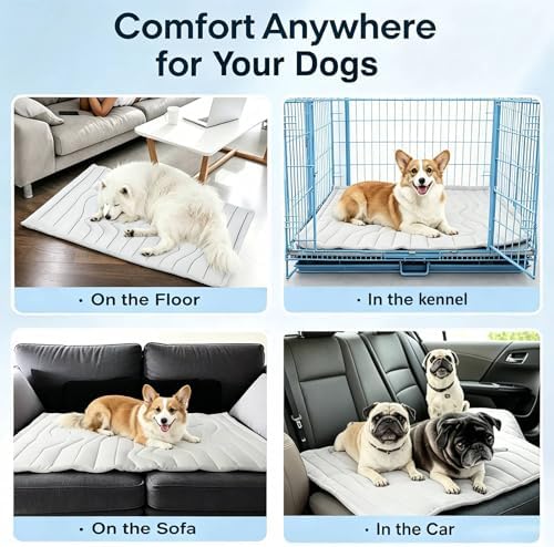 Kobolaf Dog Cooling Mat Portable Dog Cool Bed for Summer, Portable Machine Washable, Pets Cooling Bed for Indoor, Outdoor, Summer, 59"x40", Light Green