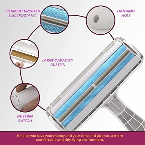 Performore - Self-Cleaning Pet Hair Remover Roller with Non Slip Rubber Handle, Dog and Cat Fur Hair Removal Cleaner Tool, Reusable Lint Remover for Clothes, Furniture, Coach Carpet Sofa or Car Seat