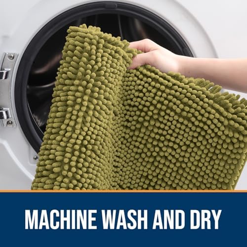 OLANLY Dog Door Mat for Muddy Paws 54x32, Super Absorbent Chenille Mud Mat