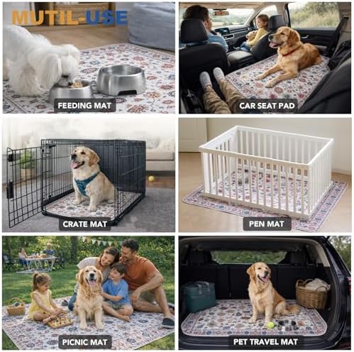 Non-Slip Washable Pee Pads for Dogs, 2 Pack Super Absorbent and Leak-Proof Reusable Puppy Pads, Pet Training Pads Protect Against Urine Leakage, Soft, Quick-Dry(48x60In)