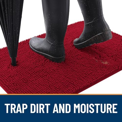 OLANLY Dog Door Mat for Muddy Paws 50x30, Super Absorbent Chenille Mud Mat