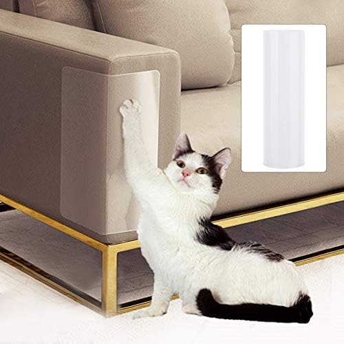 AUNMAS 2Pcs Furniture Protectors, Clear Self-Adhesive Couch Corner Protective Sticker Non-Scratch Mat for Sofa Couch Table, Guard Furniture from Dog and Cat Scratch