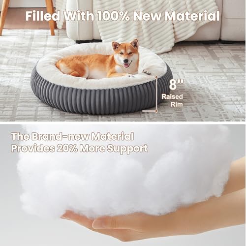 33 inches Calming Donut Dog Bed for Medium Plus Dogs,Dark Grey