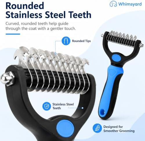 Dog Brush, Universal Pet Detangling Comb for Dogs, Double-Sided Undercoat Rake Deshedding Brush for Long-Haired Pets (2pcs S&L Blue-black)