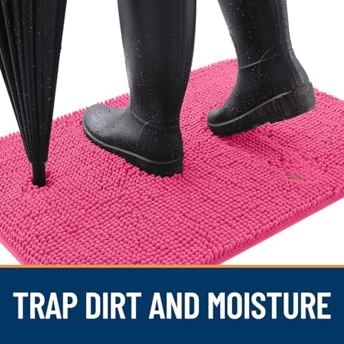 OLANLY Dog Door Mat for Muddy Paws 59x32, Super Absorbent Chenille Mud Mat