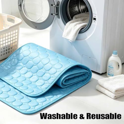 Dog Cooling Mat, Foldable & Washable Portable Pet Coolings Pad for Dogs & Cats Sleeping Mat for Home & Outdoor, Soft Ice Silk Pet Self-Chill Pad, Portable Dog Cool Bed，Pink：M