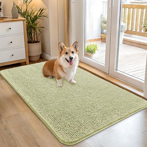 OLANLY Dog Door Mat for Muddy Paws 45x27, Super Absorbent Chenille Mud Mat