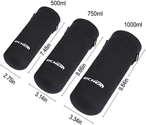 RICHEN Neoprene Water Bottle Carrier Bag with Adjustable Shoulder Strap,Insulated Water Bottle Cover for Stainless Steel/Glass/Plastic Bottles