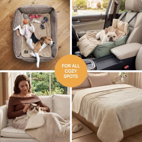 Luciphia Waterproof Blanket for Dog, Washable Reversible Fleece Pet Throw