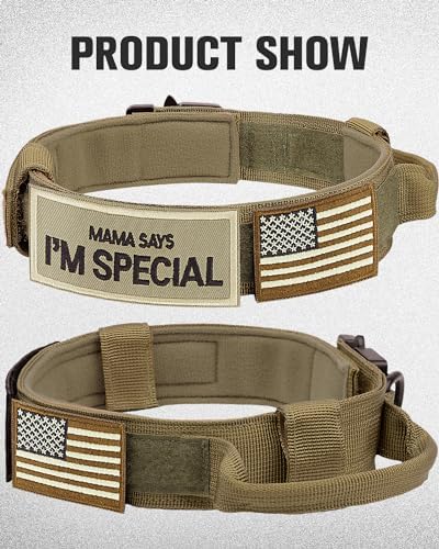 Joytale Tactical Dog Collar for Extra Large Dogs, Control Handle, Khaki