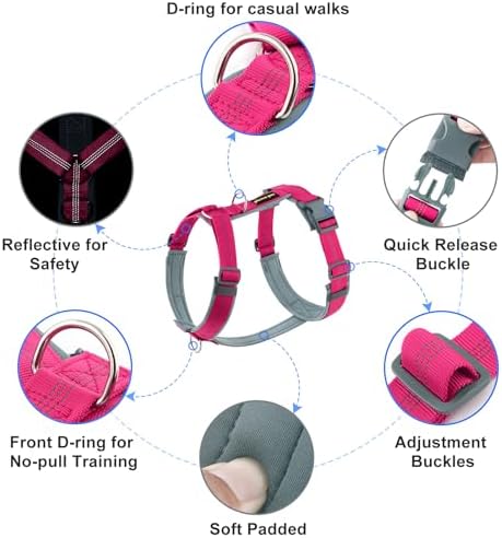 Plutus Pet No Pull Dog Harness, Adjustable Nylon Harness with Soft Padding