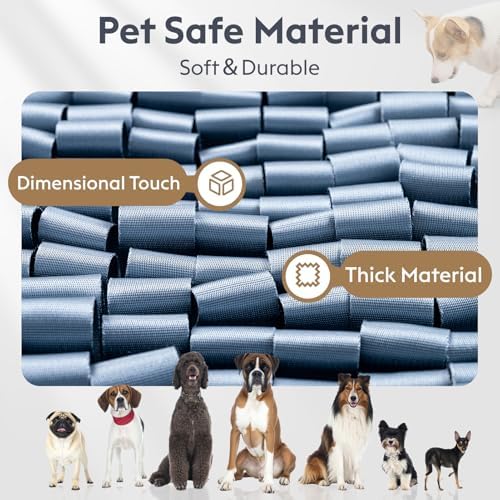 FunFurry Snuffle Mat for Dogs, Dog Puzzle Mat, Interactive Dog Toys for Enrichment,Sniff Mats with Non-Slip Backing,Portable Design Easy to Store (Silver, 14" X 12"-Portable)