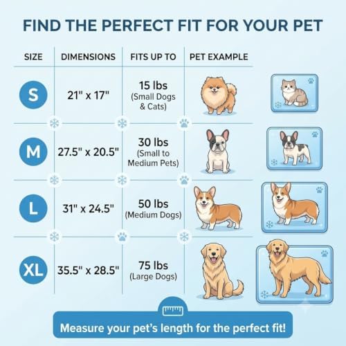 Dog Cooling Mat for Summer, Self Cooling Ice Silk Pet Bed Mat for Crate, Sofa & Car Seats, Breathable Washable Pressure Activated Cool Pad for Small, Medium, Large Dogs and Cats (Blue Mat, X-Large)