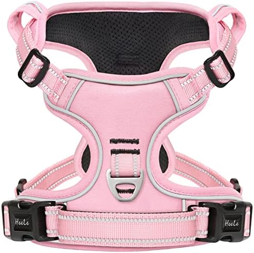 HEELE Dog Harness Dog Harness Small Dog No Pull Harness with Soft Handle Reflective Harness Adjustable, Pink, S