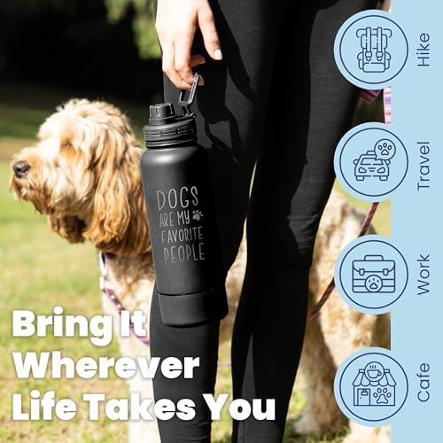 Rubyloo Dog Water Bottle w/Detachable Bowl for Dog Lovers, Favorite People