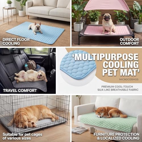 MICROCOSMOS Summer Cooling Mat & Sleeping Pad- Water Absorption Top, Materials Safe, Easy Carry, EZ Clean. Keep Cooling for Pets, Kids and Adults.(Brown, 19" x 15")