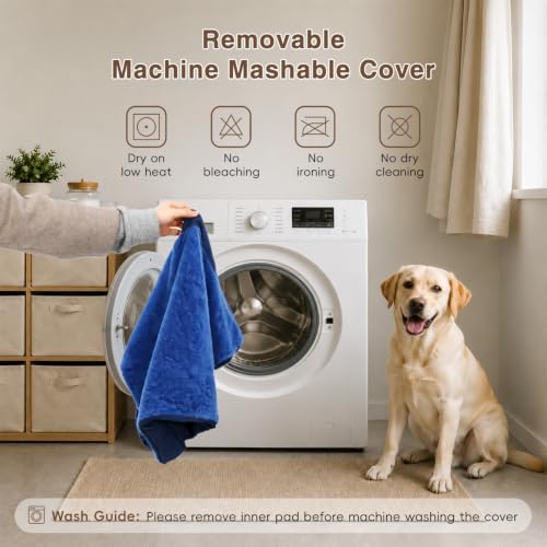 NUPIDA Waterproof Medium Dog Bed for Crate with Washable Cover, 29x18, Navy