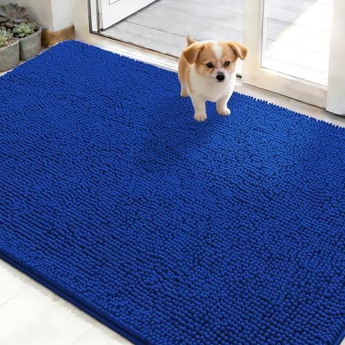 OLANLY Dog Door Mat for Muddy Paws 50x30, Super Absorbent Chenille Mud Mat