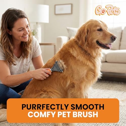 GoPets 2-in-1 Deshedding & Dematting Comb & Grooming Brush for Dogs & Cats
